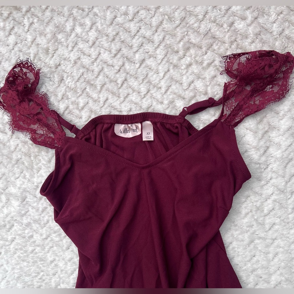 Willow & Root Burgundy Bohemian Camisole Lace Whimsygoth Elegant Fairycore XS - Picture 5 of 9